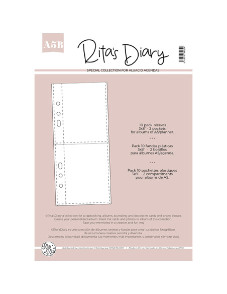 Fundas 3x8" 2 bolsillos para Rita's Diary