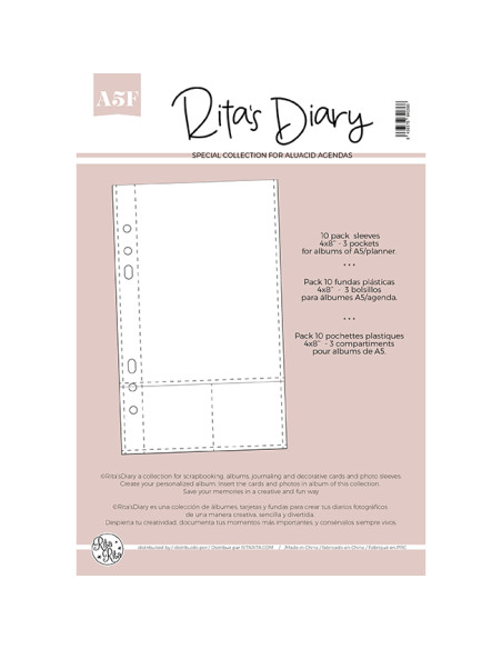 Fundas 4x8" 3 bolsillos para Rita's Diary