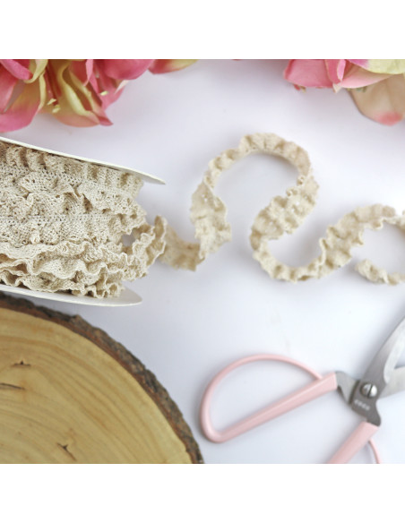 Goma elástica fruncida, color crudo