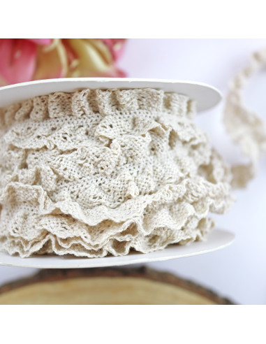 Goma elástica fruncida, color crudo