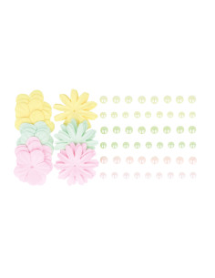 Flores de papel con perlas pastel de Artemio