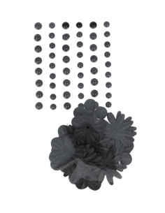 Flores de papel con perlas negras de Artemio