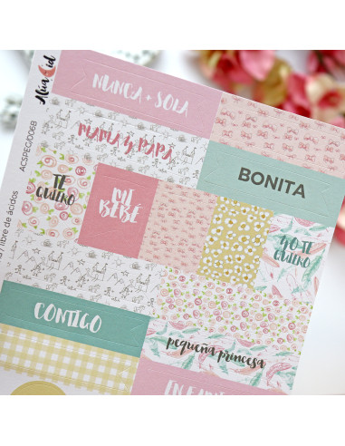 Pack 4 hojas de pegatinas Celia,  Alúa Cid