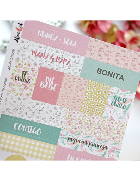Pack 4 hojas de pegatinas Celia,  Alúa Cid