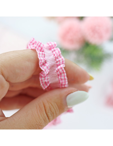 Cinta elástica vichy rosa