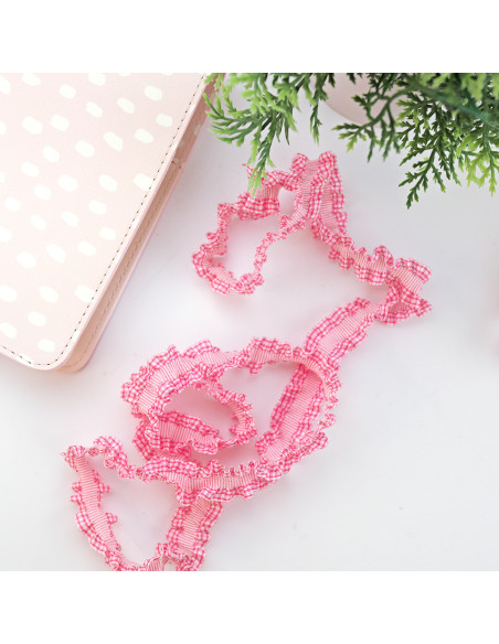 Cinta elástica vichy rosa