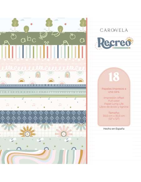 Bloc papeles 12x12" Recreo, Caro Vela