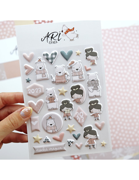 Set de pegatinas puffy Aridad, de Alúa Cid