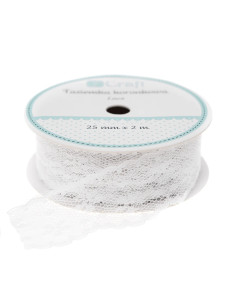 Cinta de encaje 2,5 cm color blanco 2 m
