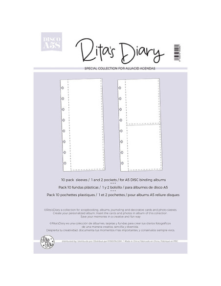 Pack de fundas DISCO A5S 3X8". Para encuadernación con discos