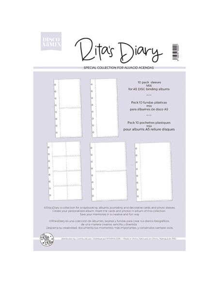 Pack de fundas DISCO A5MIX 3x8" y 4x8". Para encuadernación con discos