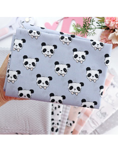 Tela Pandas Azul, de Pequeño Panda