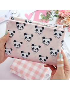 Tela Pandas Salmón, de Pequeño Panda