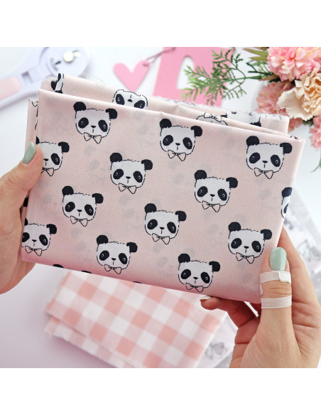 Tela Pandas Salmón, de Pequeño Panda