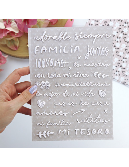 Pegatinas puffy En Familia Blanco