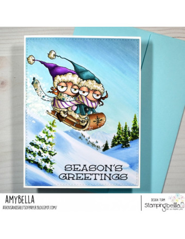 Sello Mini Oddballs on a Sled de Stamping Bella