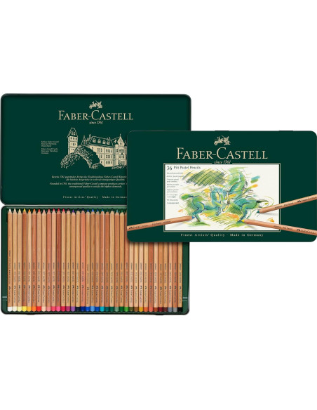 Estuche de metal con 36 lápices pastel Pitt, Faber-Castell
