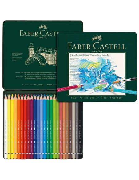Estuche de metal con 24 lápices acuarelables Albrecht Dürer, Faber-Castell