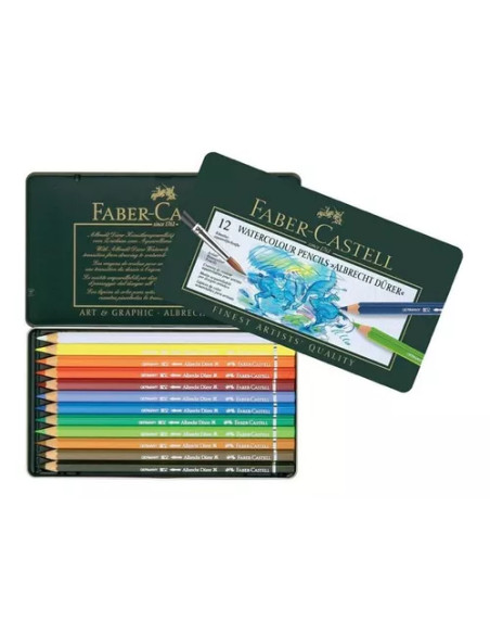 Estuche de metal con 12 lápices acuarelables Albrecht Dürer, Faber-Castell