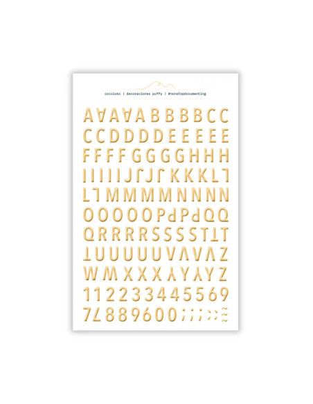 Alfabeto puffy mostaza FLOWERS, CocoLoko