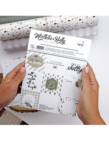 Bloc de tarjetas y sólidos Mistletoe & Holly de...