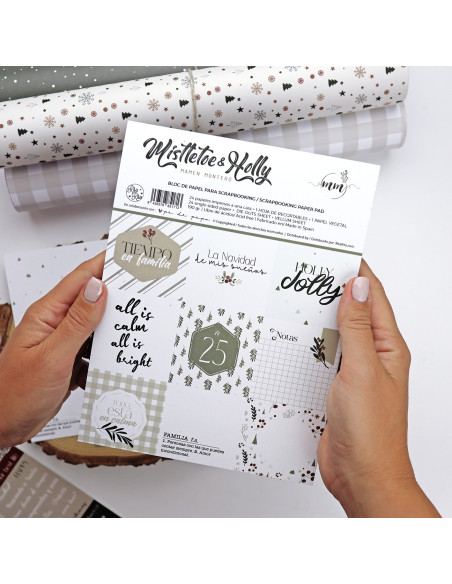 Bloc de tarjetas y sólidos Mistletoe & Holly de Mamen Montero