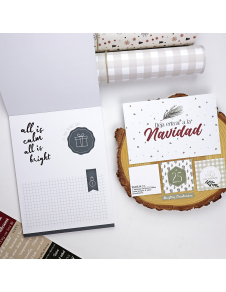 Bloc de tarjetas y sólidos Mistletoe & Holly de Mamen Montero