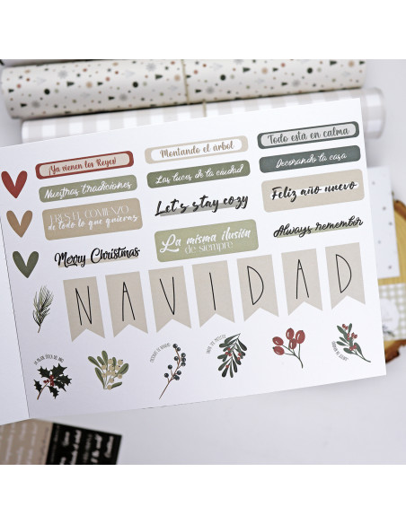 Bloc de tarjetas y sólidos Mistletoe & Holly de Mamen Montero