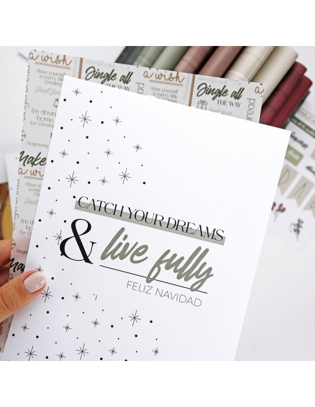 Bloc de tarjetas y sólidos Mistletoe & Holly de Mamen Montero