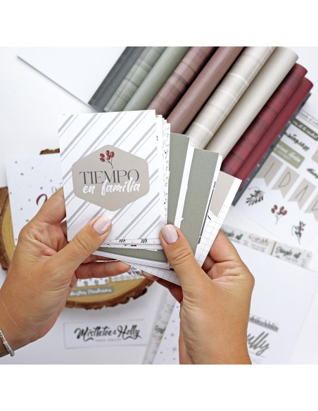 Bloc de tarjetas y sólidos Mistletoe & Holly de Mamen Montero