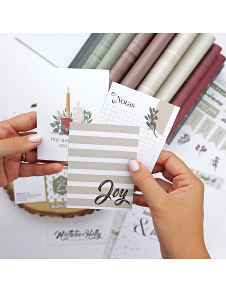 Bloc de tarjetas y sólidos Mistletoe & Holly de Mamen Montero