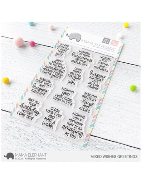 Mama Elephant sello Mixed Wishes Greetings