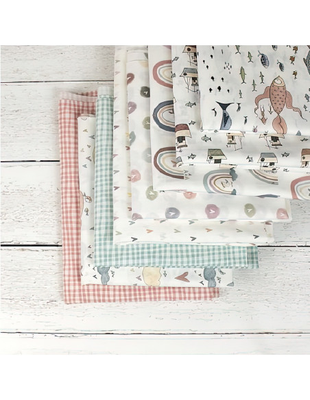 Tela flores y hojas de El altillo de los duendes